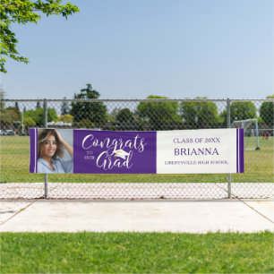 CONGRATS GRAD Typography Purple Photo Banner