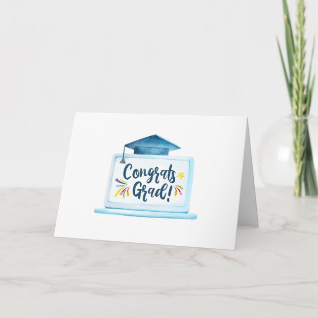 Congrats Grad Virtual School Graduation Card (Front)
