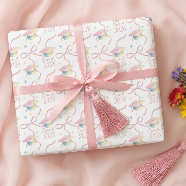 Congrats Grad Watercolour Grad Cap Class of 2026 Wrapping Paper Sheet (Congrats Grad Watercolour Grad Cap Class of 2026 Wrapping Paper Sheets)