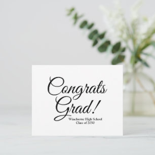 Congrats grad white black custom school class year card