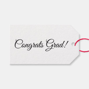 Congrats grad white black script simple elegant gift tags