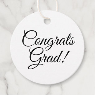 Congrats grad white elegant script graduation favour tags