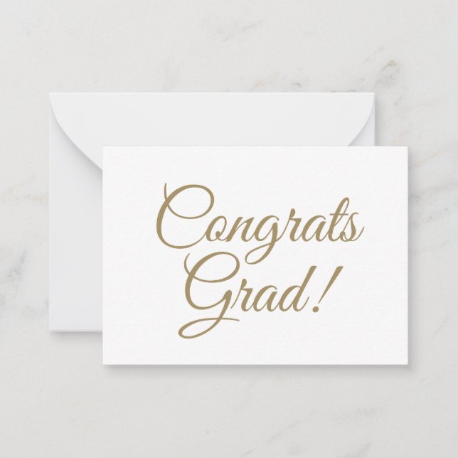 Congrats grad white gold custom script text simple card (Front)