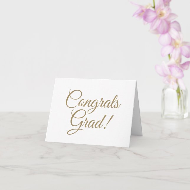 Congrats grad white gold script elegant graduation card (Orchid)