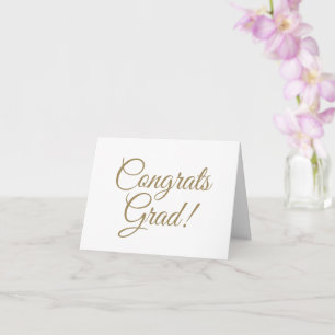 Congrats grad white gold script elegant graduation card