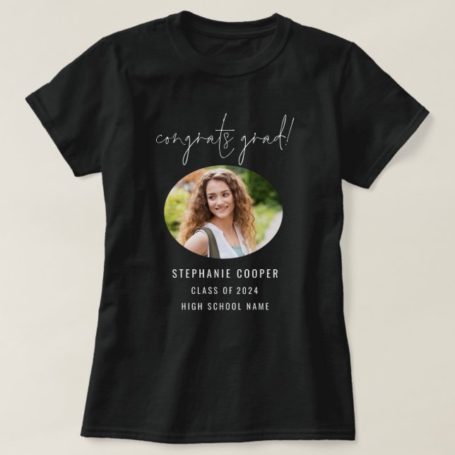 Congrats Grad White Text Photo 2025 Graduation T-Shirt (Design Front)
