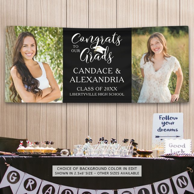 CONGRATS GRADS 2 Photos Script Your Colour Banner (Creator Uploaded)