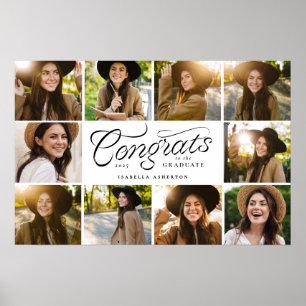 Congrats graduate 10 photo trendy graduation party poster