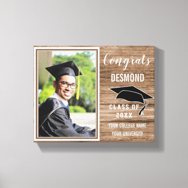 Congrats Graduate 2020 Guys Photo Graduation Wood  Canvas Print (Front)