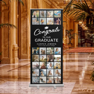 Congrats Graduate 28 Photo Collage Custom Colour Retractable Banner