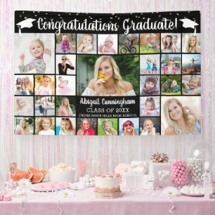 Congrats Graduate 31 Photo Collage Custom Colour Banner