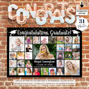 Congrats Graduate 31 Photo Collage Custom Colour Poster