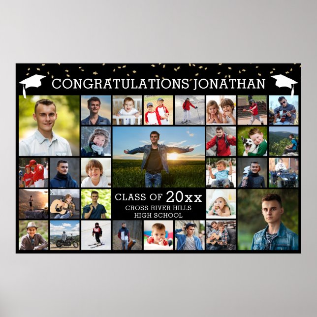 Congrats Graduate 31 Photo Collage Your Colour Foa Poster (Front)