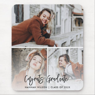 Congrats Graduate 3 Photo Custom Graduation 2025 Mouse Mat