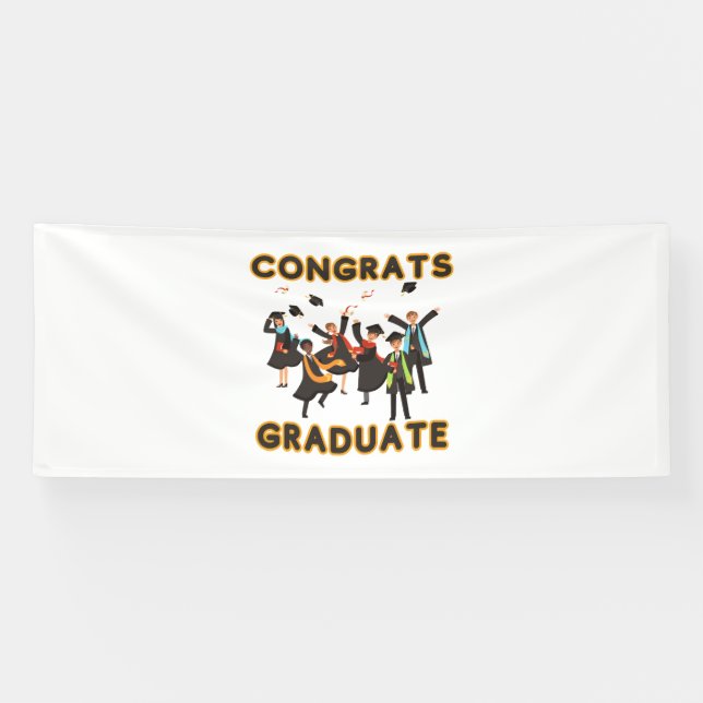 Congrats Graduate 4x10 Vinyl Banner (Horizontal)