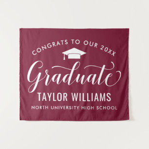 Congrats Graduate Burgundy Backdrop Tapestry