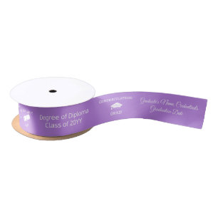 Congrats Graduate Cap Diploma Lavender Customised Satin Ribbon