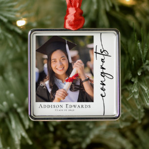 Congrats Graduate Class of Photo Keepsake Metal Tree Decoration
