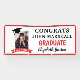Congrats Graduate Custom Banner Red Grey