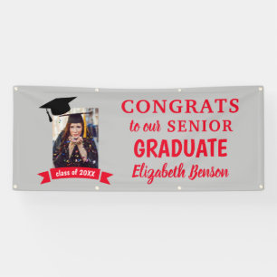 Congrats Graduate Custom Banner Red Grey