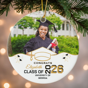 Congrats Graduate Custom Photo Graduation Elegant Ceramic Tree Decoration