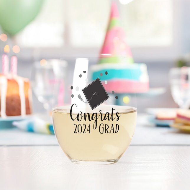 Congrats Graduate Custom  Stemless Wine Glass (Insitu (Birthday))