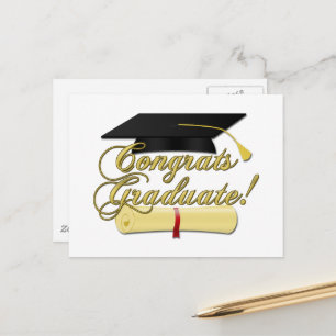 Congrats Graduate Diploma and Graduation hat Postcard