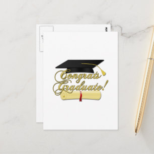 Congrats Graduate Diploma and Graduation hat Postcard