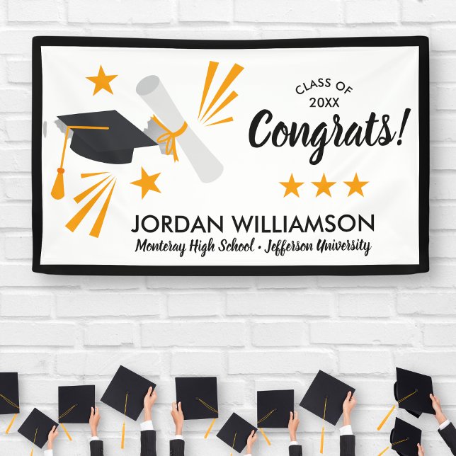 Congrats Graduate Diploma Cap Graduation Party Banner (Creator Uploaded)