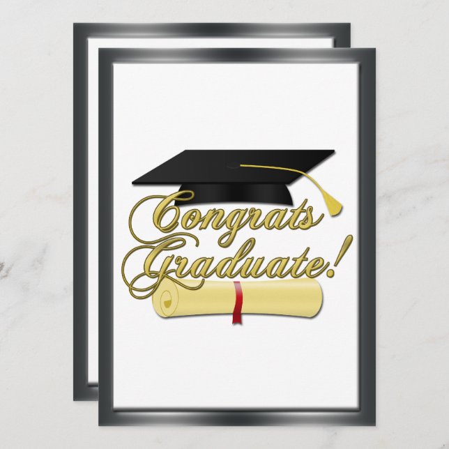 Congrats Graduate Diploma Graduation hat Invite (Front/Back)