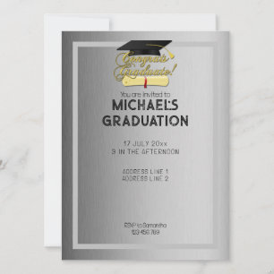 Congrats Graduate elegant grey Graduation  Invitation