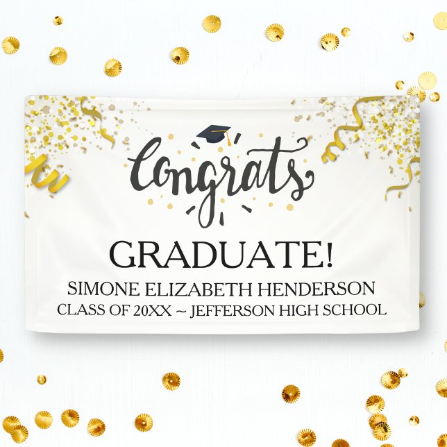 Congrats Graduate Gold Confetti Streamers Custom Banner (Creator Uploaded)