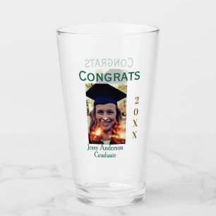 Congrats graduate green gold year 20XX namesimple Glass