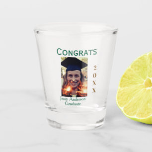 Congrats graduate green gold year 20XX namesimple Shot Glass