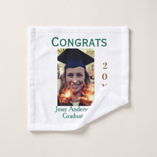 Congrats graduate green gold year 20XX namesimple Wash Cloth