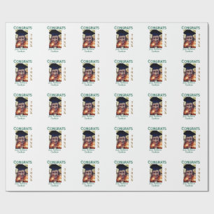 Congrats graduate green gold year 20XX namesimple Wrapping Paper