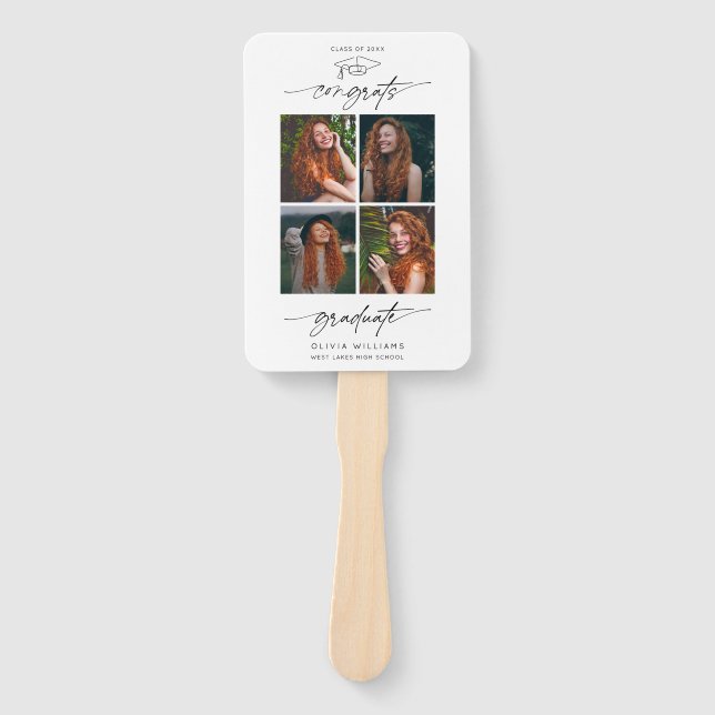 Congrats Graduate Hand Drawn Script Photo Collage Fan (Front)