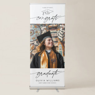 Congrats Graduate Hand Drawn Script Photo  Retractable Banner