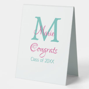 Congrats graduate name monogram green pink blue t