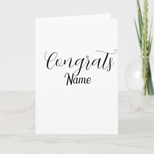 Congrats graduate name simple minimal year class  card (Front)