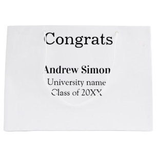Congrats graduate name university name class 20XX Large Gift Bag