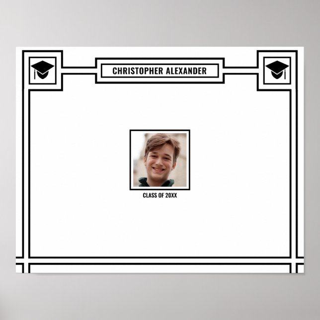 Congrats Graduate Photo Black Signature Small Poster (Front)