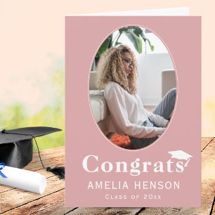 Congrats Graduate Pink Photo Graduation Card