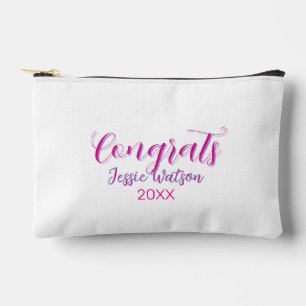 Congrats graduate pink purple name year 20XX date Accessory Pouch
