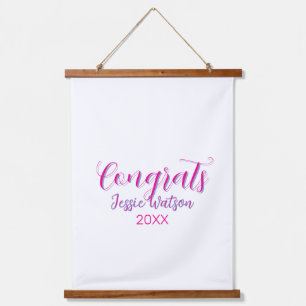 Congrats graduate pink purple name year 20XX date  Hanging Tapestry