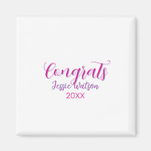 Congrats graduate pink purple name year 20XX date Magnet