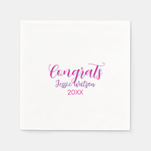 Congrats graduate pink purple name year 20XX date Napkin