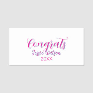Congrats graduate pink purple name year 20XX date Tag