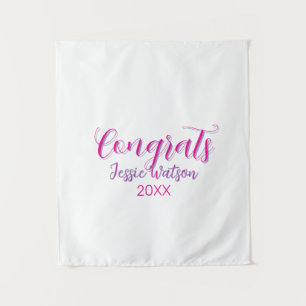 Congrats graduate pink purple name year 20XX date Tapestry