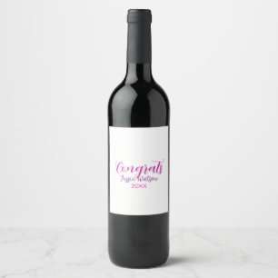 Congrats graduate pink purple name year 20XX date  Wine Label